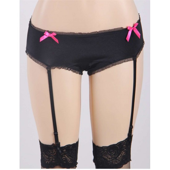 Crotchless Boyshort with Garters