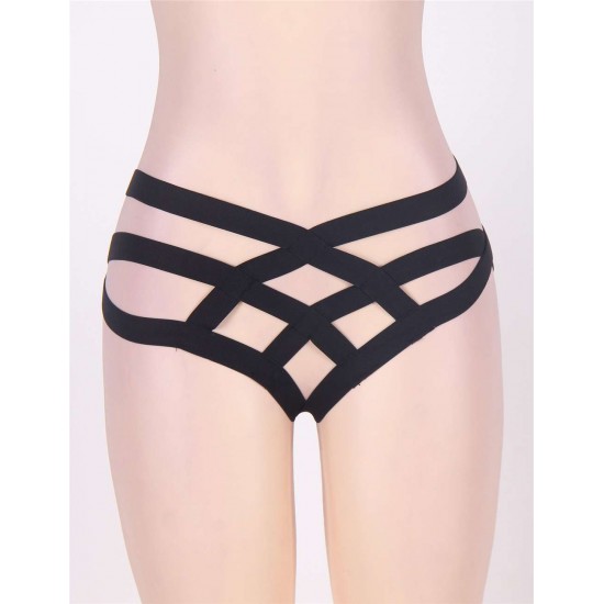 Black Cage Bandage Brief Thong