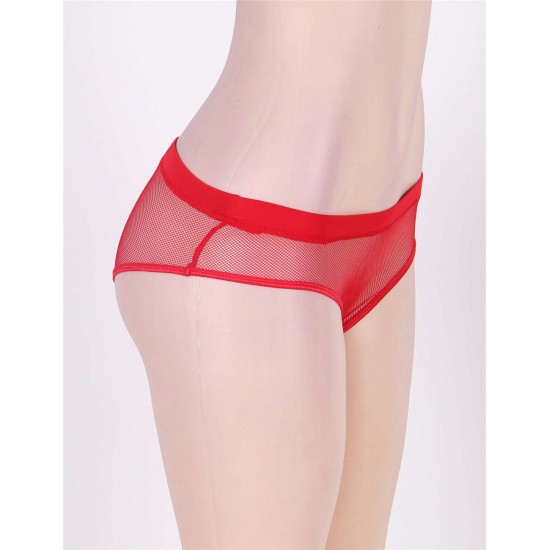 Red Netted Open Back Hipster Panty