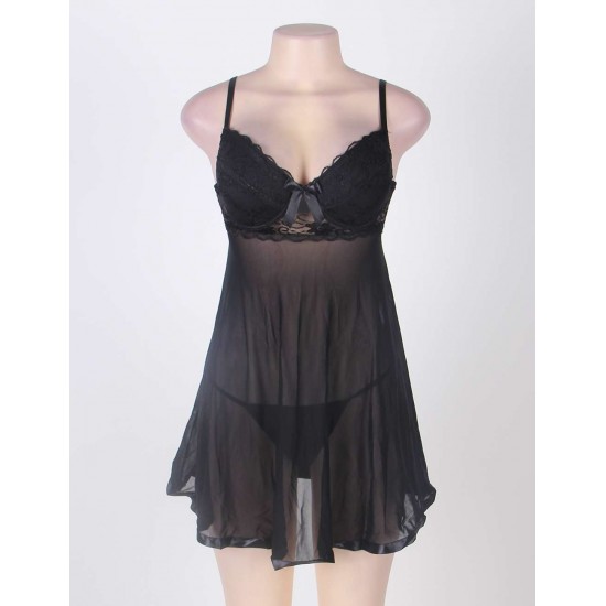 Black Plus Size Comfy Transparent Lingerie