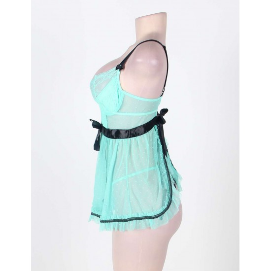 Full Figure Polka Dot Underwire Apron Lingerie