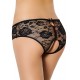 Black Open Crotch Strappy Lace Thongs