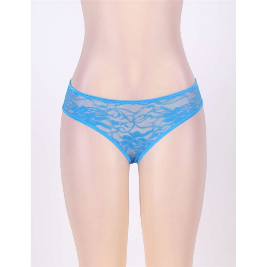 Open Crotch Blue Lace Sexy Panty