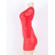 One Sleeve Red Mesh Leather Bodycon Dresses