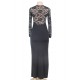 Black Lace Long Sleeve Evening Dress