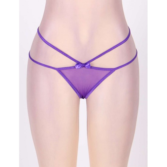 Stunning Purple Double Straps Panty With Bowknot