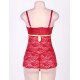 Erotic Dark Red Floral Lace Lingerie Set