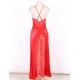 Red Lace Cross Open Back Long Dress