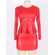 Mesh Inset Peplum Top and Skirt