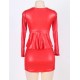 Mesh Inset Peplum Top and Skirt