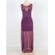 Short Dress Sleeveless with Floor Length Sheer Overlay