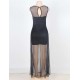 Black Sleeveless Short Dress with Floor Length Sheer Overlay