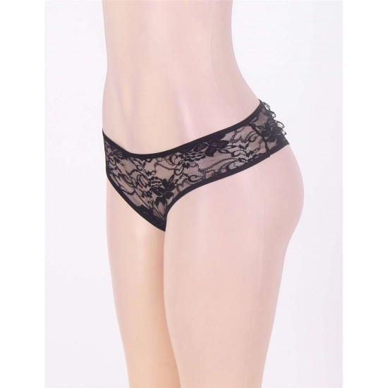 Open Crotch Black Lace Panty