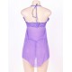 Purple Plus Size Halter Lace Top Babydoll