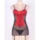 Red Front Plus Size Black Croch Back Lingerie