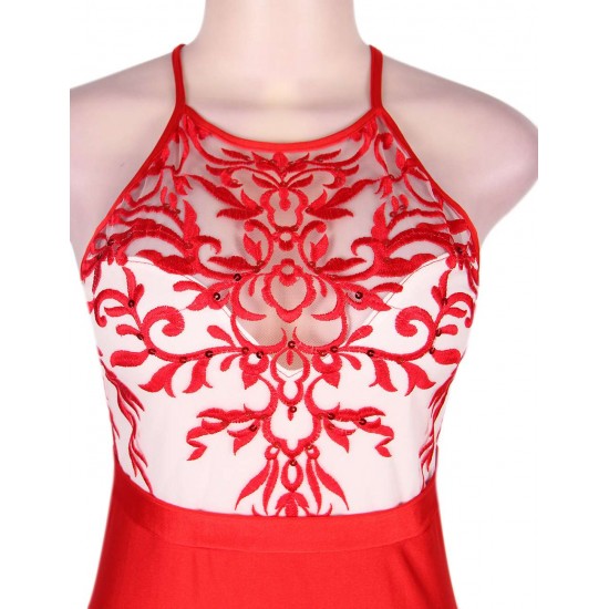 Trendy Red Embroidery Gorgeous Dress