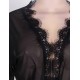 Plus Size Black Lace Trim Robe With Thong