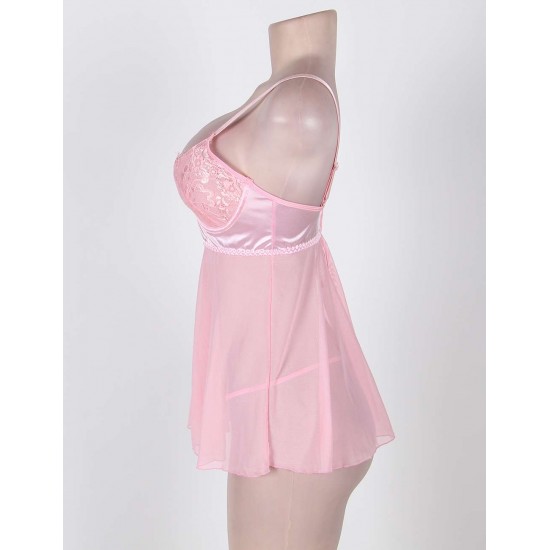 Sweet Pink Cute Style Mini Babydoll