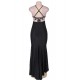 Black Embroidery Halter Evening Gown