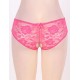 Pink Plus Size Floral Lace Strappy Open Crotch Panty