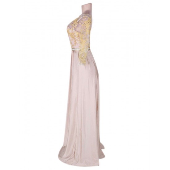 Apricot Transparent Embroidery Gown