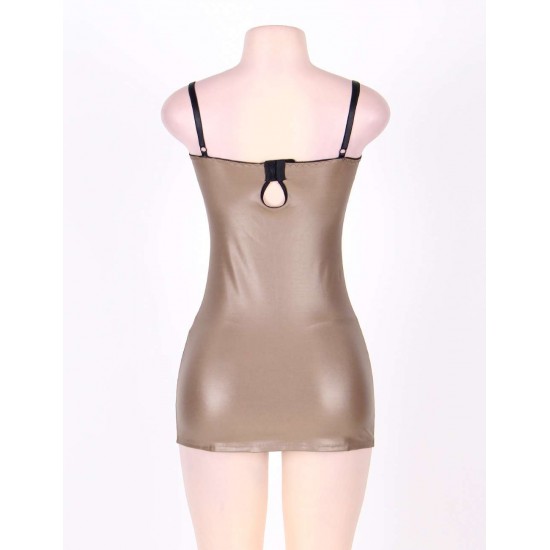 Plus Size Glamorous Leather Chemise