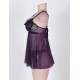 Appealing Flower Pattern Lace Transparent Violet Mini Dress