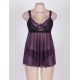 Appealing Flower Pattern Lace Transparent Violet Mini Dress