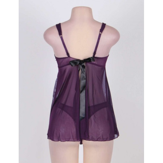 Plus Size Appealing Purple Mini Dress With Straps