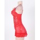 Bright Red Sexy Plus Size Floral Lace Babydoll