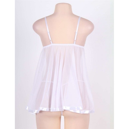 Plus Size Babydoll Set White Melody