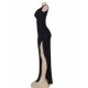 Plus Size Elegant Black Slit Side Ruched Dress