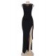 Plus Size Elegant Black Slit Side Ruched Dress