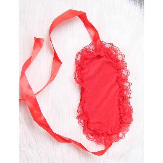 Red Strappy Lace Bra and Panty Set