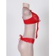 Red Strappy Lace Bra and Panty Set