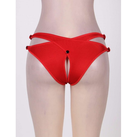 Plus Size Red Crisscross Cutout Thong