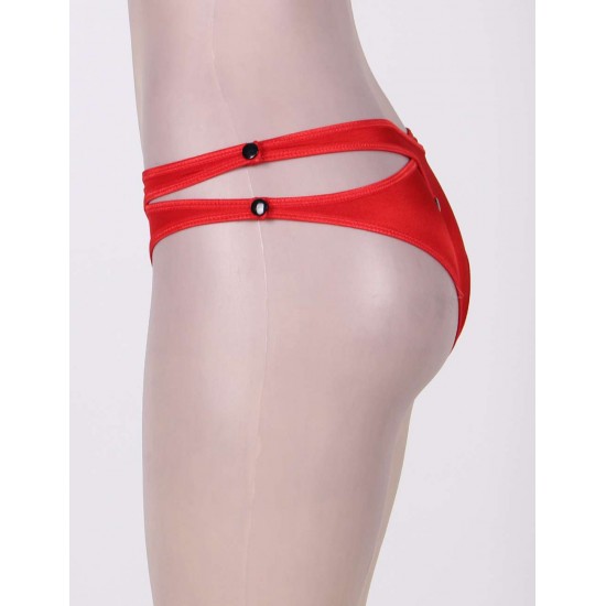 Plus Size Red Crisscross Cutout Thong