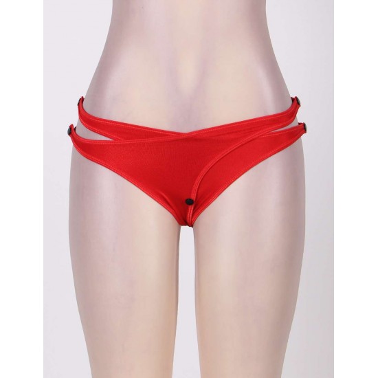 Plus Size Red Crisscross Cutout Thong