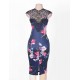 Elegant V-neck Print Bodycon Dress 