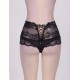 Queen Size High Waist Strappy Floral Black Lace Panty