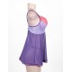 Purple And Pink Lace Cup Babydoll Set