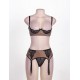 Fibi Set With Open Bra Thong Garter