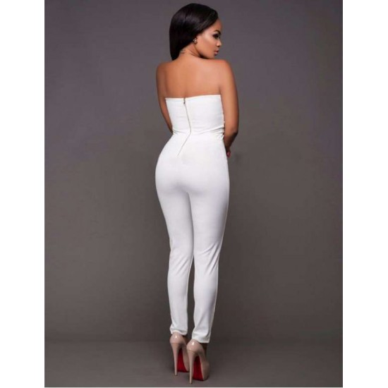 Off-White Gold Embellished Strapless Jumpsuit