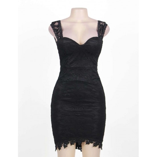 Bustier Bodycon Mini Black Lace Dress