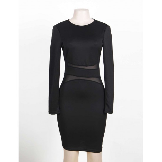 Sexy Black Long Sleeve Bodycon Dress