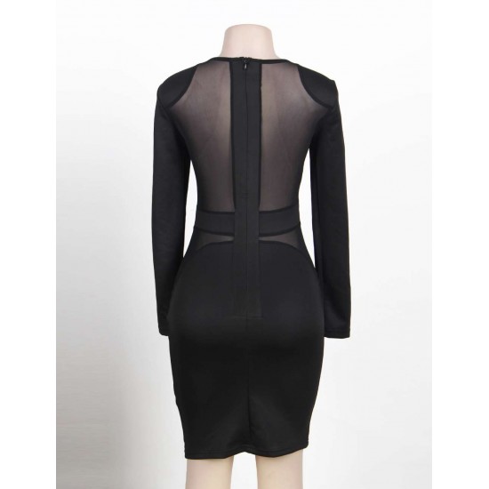 Sexy Black Long Sleeve Bodycon Dress