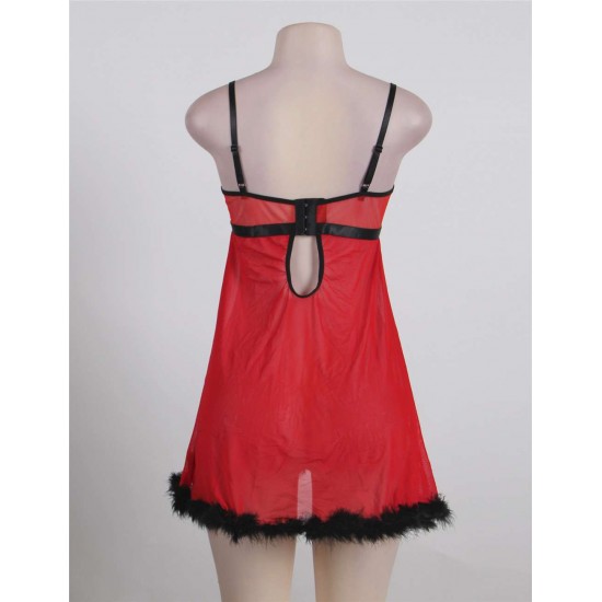 Sexy Red Mesh G-String Babydoll 