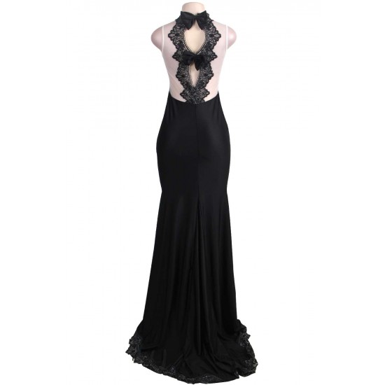 Plus Size Black Transparent Gauze Evening Dress