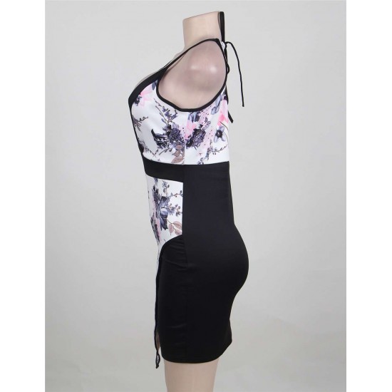 Tempting Split Print Bodycon Dress