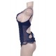 Blue Plus Size Croch Front Teddy